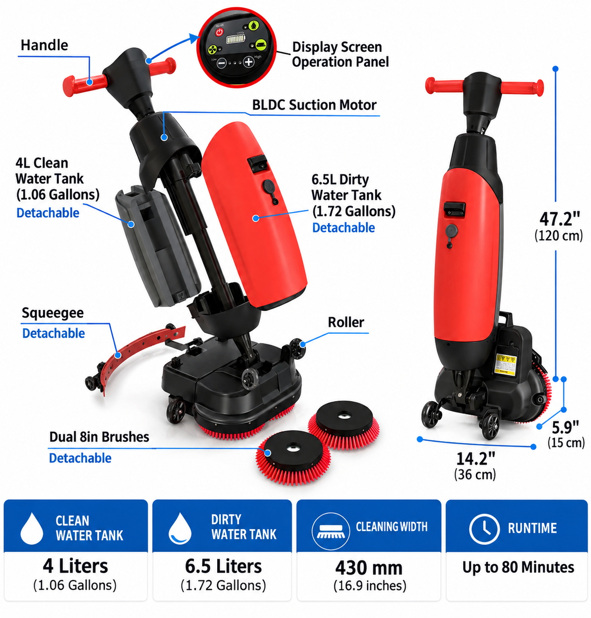 Mini Floor Scrubber / Dryer (2 red pads, 2 pad drivers, 1 charger)